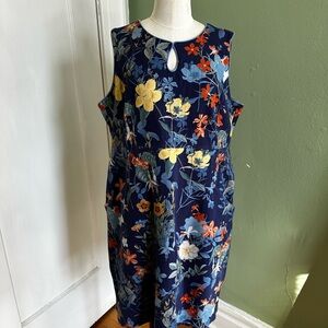 Lands' End Floral Midi Dress - Navy and Multicolor